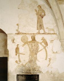 Wheel of the Five Senses, mural on the east wall, Longthorpe Tower, Cambridgeshire, 2010. Artist: Historic England Staff Photographer