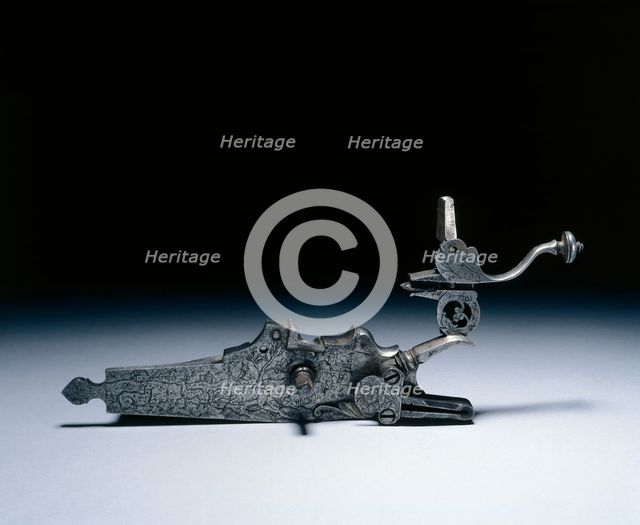 Wheel-Lock from a Hunting Rifle, early 1700s. Creator: Unknown.