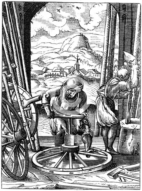 Wheelwright, 16th century (1849).Artist: Jost Amman