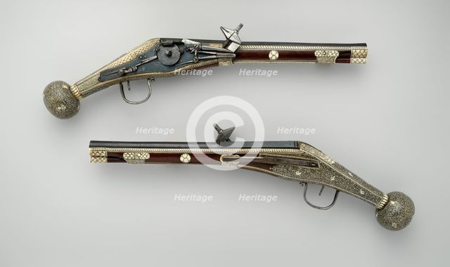 Wheellock Puffer Pistols, German, Dresden, ca. 1585. Creators: Balthasar Dressler, Master HR.