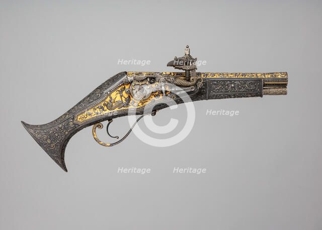Wheellock Pistol Made for Maximilian I of Bavaria (1573-1651), German, Munich, ca. 1600-1610. Creator: Emanuel Sadeler.