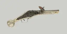 Wheellock Pistol (Puffer) with the Coat of Arms of Johann Georg, Duke of Saxony, Thuringia, 1604. Creator: Klaus Hirt