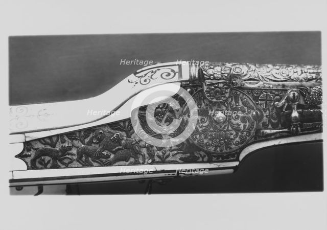 Wheellock Rifle, German, Munich, ca. 1610-30. Creators: Daniel Sadeler, Hieronymus Borstorffer.