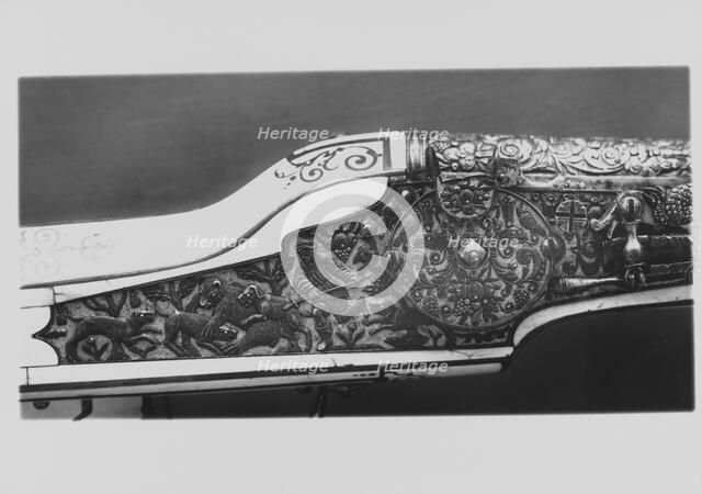 Wheellock Rifle, German, Munich, ca. 1610-30. Creators: Daniel Sadeler, Hieronymus Borstorffer.