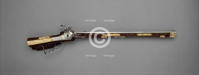 Wheellock Rifle, German, Schwäbisch Gmünd, ca. 1680-90. Creator: Johann Michael Maucher.