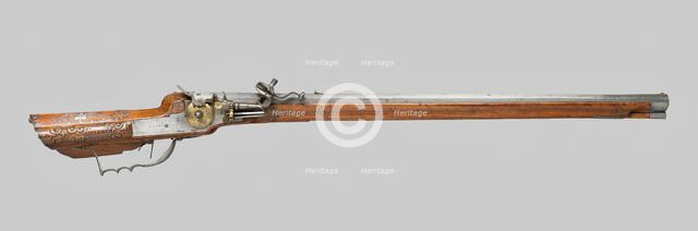 Wheellock Rifle, Germany, 1665. Creator: Hans Heller.