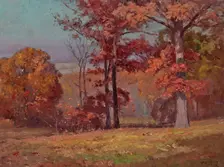 When the Oaks are Red (Brookville Landscape), 1916. Creator: Theodore Clement Steele