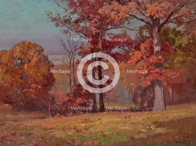 When the Oaks are Red (Brookville Landscape), 1916. Creator: Theodore Clement Steele.