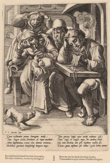 When Your Purse Is Empty, You Eat Bones Not Bacon, c. 1592. Creator: Goltzius, Workshop of Hendrick, after Hendrick Gol