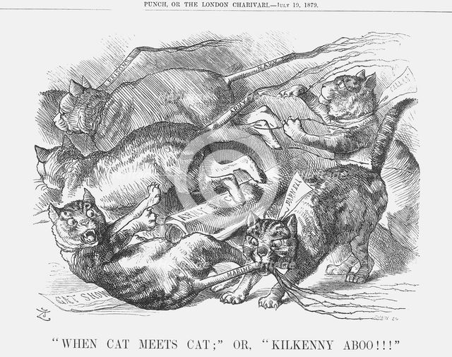 "When Cat Meets Cat;" or, "Kilkenny Aboo!!!", 1879. Creator: Joseph Swain.