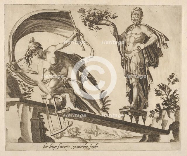 When Fortune Is Abundant, the Fall Will Be Deeper from Six Sayings about Fortune, ca. 1560. Creator: Dirck Volkertsen Coornhert.