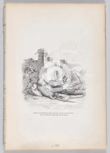 When he was sleeping in the sun... from Scenes from the Private and Public Life of ..., ca. 1837-47. Creator: Andrew Best Leloir.