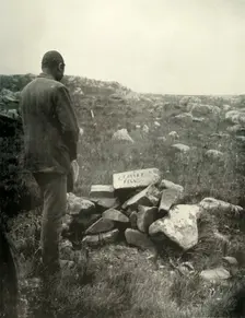 Where Colley Fell. Rough Cairn of Stones on Majuba Hill 1900. Creator: George Washington Wilson