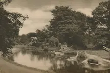 Where the Beasts of Prehistory Lurk By the Lake in the Palace Grounds c1935. Creator: Unknown