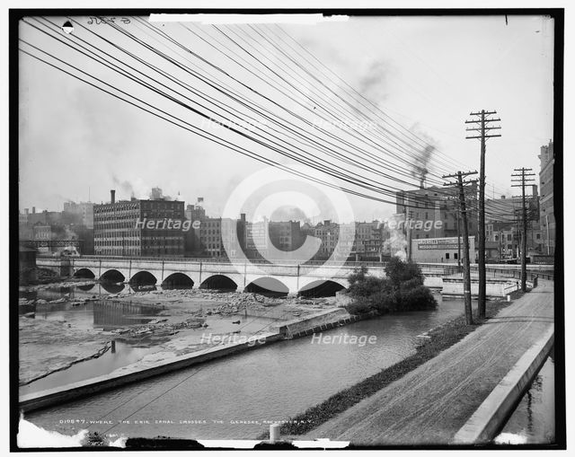 Where the Erie Canal crosses the Genesee, Rochester, N.Y., between 1900 and 1906. Creator: Unknown.