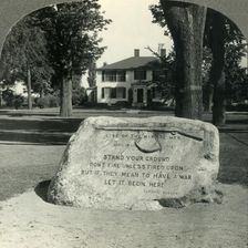 Where the Revolutionary War Began, April 19, 1775 - the Town Common, Lexington, Mass. c1930s. Creator: Unknown