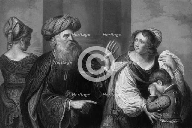'Wherefore she said unto Abraham, cast out this bondwoman and her son', 18th-19th century. Creator: J Jenkins.