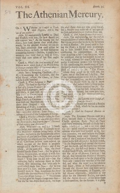 Whether 'tis lawful to trade with Negroes, and to buy 'em of one another?, 1690s. Creator: Unknown.