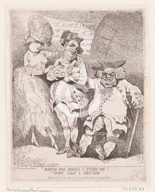 Which Way Shall I Turn Me? How Can I Decide?, ca. 1780., ca. 1780. Creator: Thomas Rowlandson.