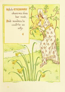 While Eyebright observes from her nook, And wonders he could be so silly, 1899. Creator: Walter Crane