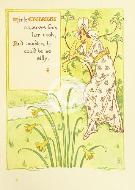 While Eyebright observes from her nook, And wonders he could be so silly, 1899.  Creator: Walter Crane.