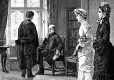 While he was yet speaking the door opened, and two ladies entered the room, 1883. Creator: R. Taylor