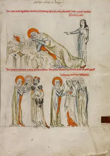 While Saint Hedwig Sleeps, a Candle Falls onto Her Book but Does Not Burn, 1353. Creator: Unknown