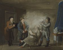 While the Wig is Being Powdered, c18th century. Creator: Pehr Nordquist