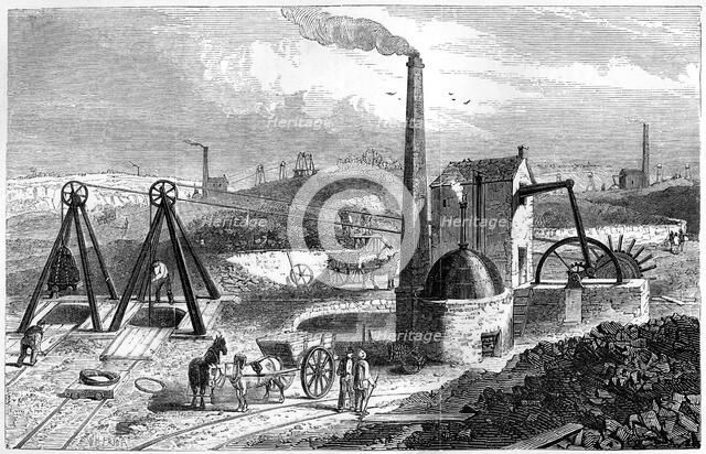 Whimsey, or engine drawing coal in the Staffordshire collieries, 1886. Artist: Unknown