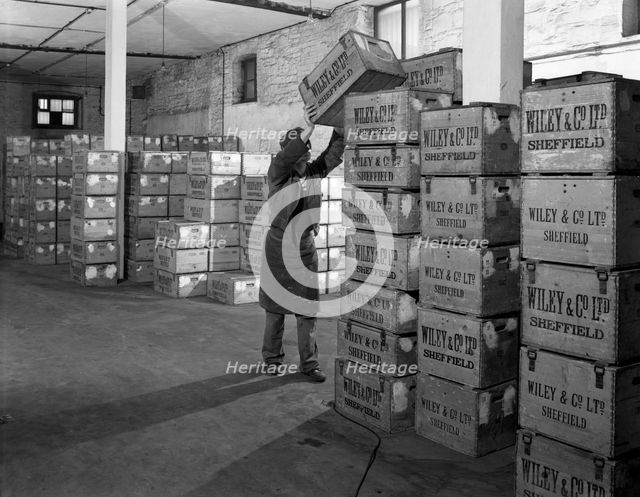 Whisky blending at Wiley & Co, Sheffield, South Yorkshire, 1960.  Creator: Michael Walters.