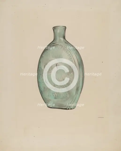 Whiskey Flask, c. 1938. Creator: G. A. Spangenberg.