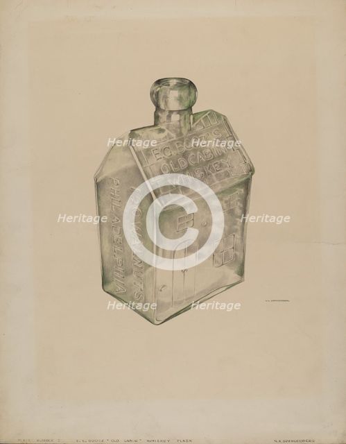 Whiskey Flask, c. 1938. Creator: G. A. Spangenberg.