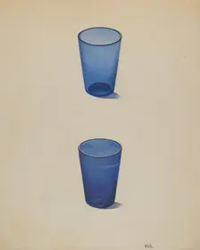 Whiskey Glasses (Cobalt), c. 1937. Creator: Edward White