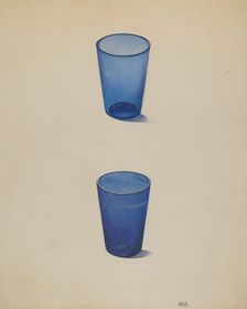 Whiskey Glasses (Cobalt), c. 1937. Creator: Edward White