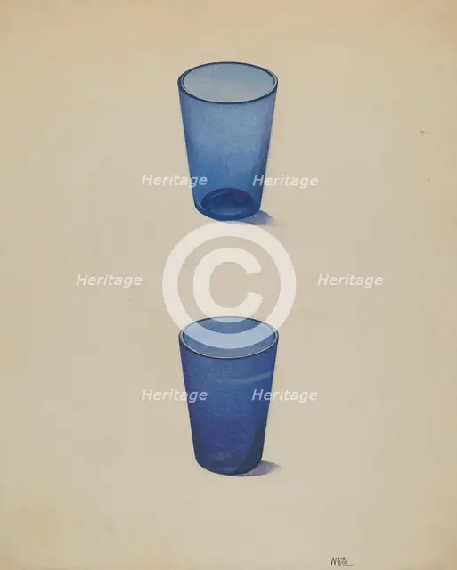 Whiskey Glasses (Cobalt), c. 1937. Creator: Edward White.