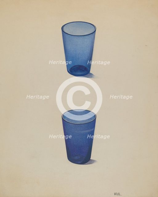Whiskey Glasses (Cobalt), c. 1937. Creator: Edward White.