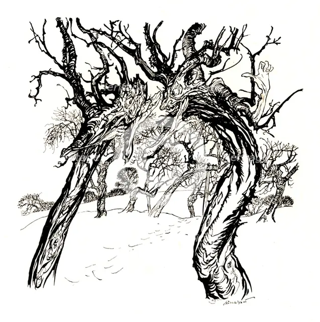 'Whispering Trees, From 'A Dish of Apples', 1917, (1923). Artist: Arthur Rackham.