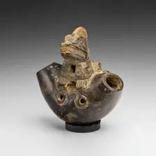Whistle with an Iguana or Saurian Sculpted on its Surface, c. A.D. 1300. Creator: Unknown