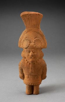 Whistle in the Form of a Figure Wearing Large Headdress, 100 B.C./A.D. 500. Creator: Unknown