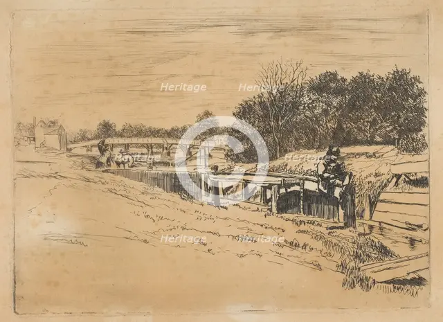 Whistler at Moulsey [Molesey Lock], [1861]. Creator: Edwin Edwards.