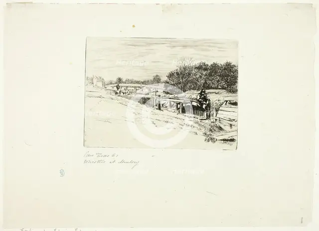 Whistler Sketching at Moulsey Lock, 1861. Creator: Edwin Edwards.