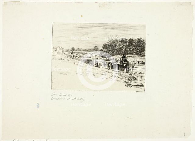 Whistler Sketching at Moulsey Lock, 1861. Creator: Edwin Edwards.