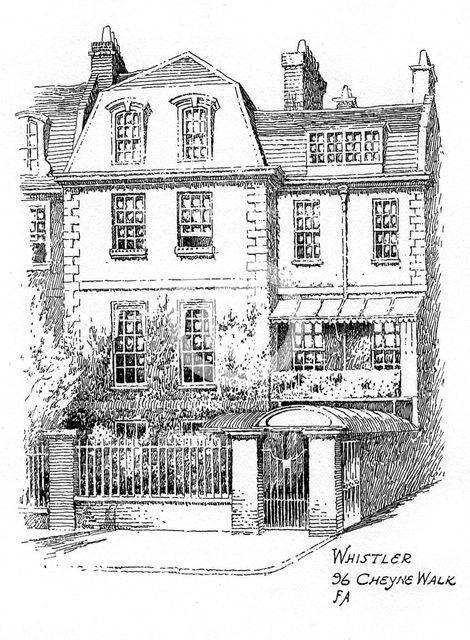 Whistler's house, 96 Cheyne Walk, Chelsea, London, 1912. Artist: Frederick Adcock