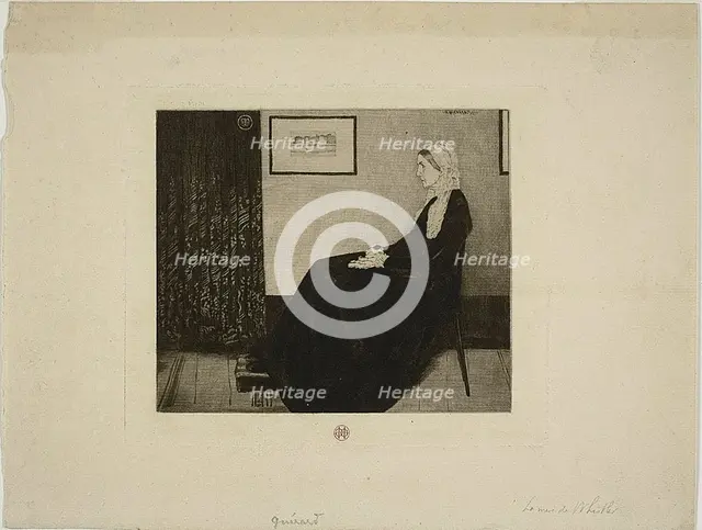 Whistler's Mother, after Whistler, c. 1883. Creator: Henri-Charles Guerard.