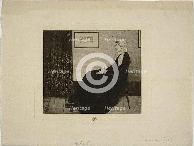 Whistler's Mother, after Whistler, c. 1883. Creator: Henri-Charles Guerard.