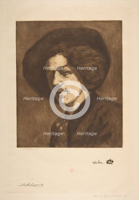 Whistler's "Portrait of Himself", 1888. Creator: Henri-Charles Guerard.