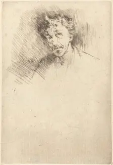 Whistler with the White Lock, 1879. Creator: James Abbott McNeill Whistler