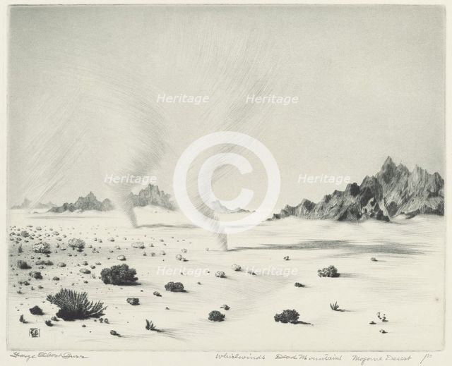 Whirlwinds, Dead Mountains, Mojave Desert, California, c. 1921. Creator: George Elbert Burr.