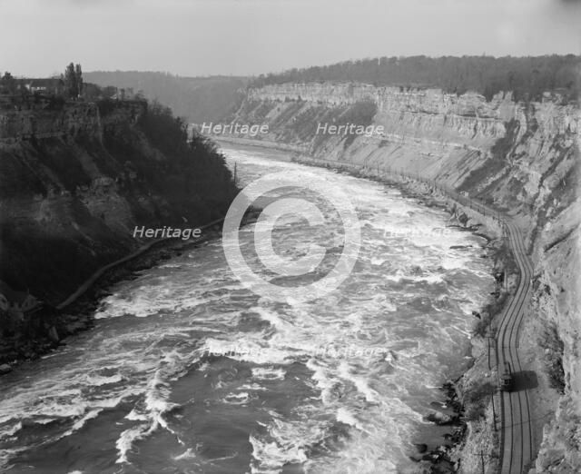 Whirlpool Rapids from Niagara Railway Suspension Bridge, Niagara Falls, N.Y., between 1900 and 1915. Creator: Unknown.