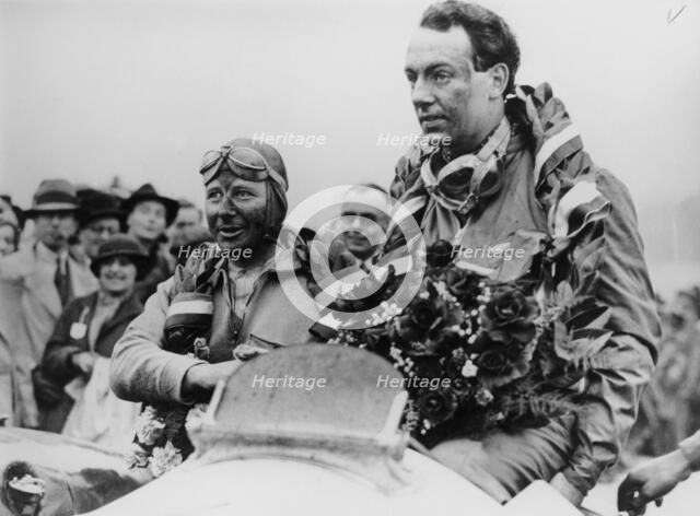 Whitney Straight and the Hon Brian Lewis, Brooklands, 1934. Artist: Unknown